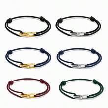 Personalized Couple Bracelet, Can Engrave 2 Names, Adjustable Cord, Ring Style Bracelet, Halloween Christmas Gift, Matching Bracelets - Multicolor - View 4