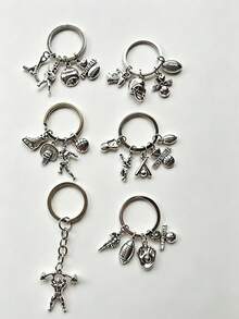 Vintage Alloy Sports Keychain, Basketball Football Baseball Weightlifting Bag Charms, Men Car Key Pendant Gift - Sporty Suit Keychain - View 2