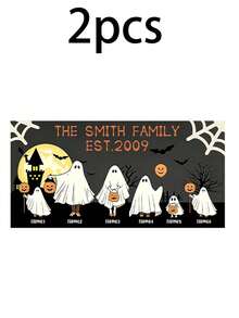 Custom Ghost Family Tabletop Sign, Spooky Halloween Room Desk Decor, Personalized Name Plaque For Shelf Mantel, Haunted House Accent, Customized Holiday Decoration, Customizable Name Family Gift, Room Decor, Halloween Gift, Gift For Family And Friend - Style a - View 11