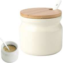 300 Ml Storage Container With Lid And Spoon, Multipurpose Jar For Coffee Bar And Kitchen - Beige - View 6