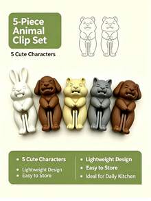 Creative 3D Animal Squad Snack Sealing Clips, Multiple Cute Puppy Rabbit Grey Cat Bear 3D Sealing Clips, Food Packaging Bag Moisture-Proof Fresh-Keeping Clips, Kitchen Snack Bag Sealing Cute Home Daily Small Gifts - Multicolor - View 7