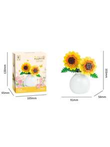 Flower Building Block Bouquet With Vase, DIY Building Block Plant Model, Aesthetic Room Desktop Decoration, Suitable For Children 6 Years And Above, Ideal Gift For Friends And Girls - Multicolor - View 9