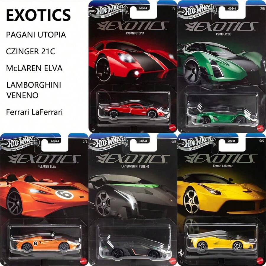 Hot Wheels Silver Series Exotics Model Mobil Die-Cast Skala 1:64 (Pagani, Czinger, , , ) Model Mainan Kreatif Ukuran Saku - MultiWarna - View 1