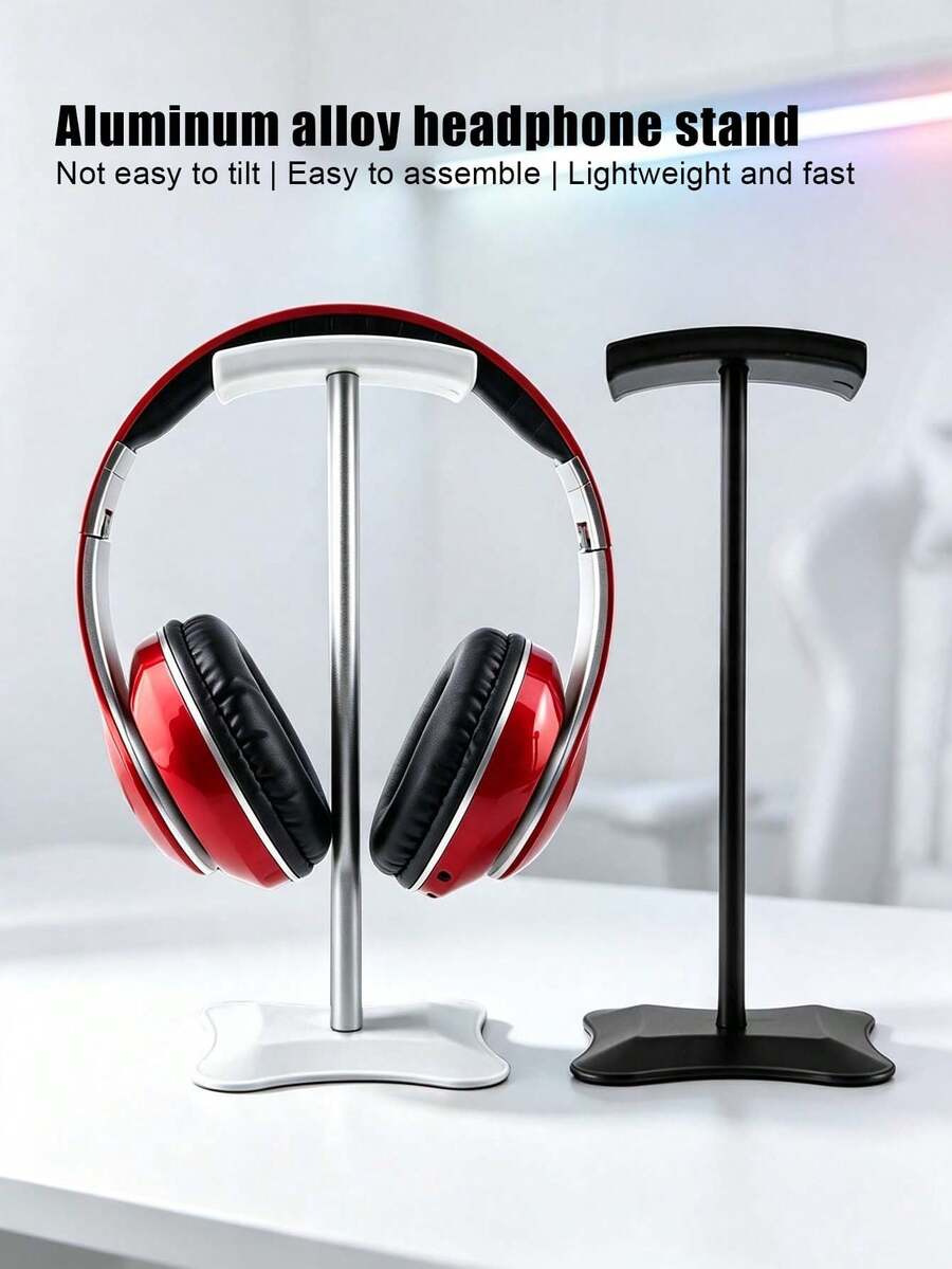Lightweight Aluminum Alloy Headphone Stand, Easy Assembly Anti-Slip Stable Base Headset Holder, Minimalist Desktop Organizer For Home Office Gaming Use - View 1