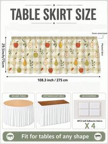 1pc Minimalist Green Plaid Autumn Party Tablecloth With Harvest Fruit Pattern, Suitable For Birthday Party And Autumn Party Events, Holiday Decoration Tablecloth - Multicolor - View 11