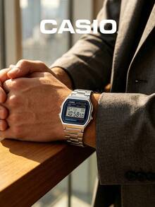 Casio Men's Retro Digital Alarm Chronograph Stainless Steel Bracelet LCD Display Nostalgic Tech Gear For Urban Public Transit And Daily Office Work - one-size - View 3