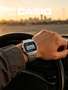 Casio Men's Retro Digital Alarm Chronograph Stainless Steel Bracelet LCD Display Nostalgic Tech Gear For Urban Public Transit And Daily Office Work - one-size - View 4