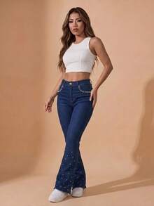 pthirillo Women Jeans - Lumina Pearls 酒吧和口袋 - 查看 6