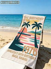 客製化生日沙灘巾 The Birthday Club Towel,生日旅行禮物,30歲 40歲 50歲生日派對小禮,海灘度假禮物,泳池用 - 彩色 - 查看 7