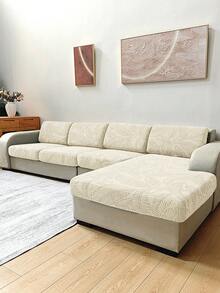 1pc Solid Color High Elasticity Removable Machine Washable Water-Repellent Sofa Cushion Cover Suitable For Living Room Polyester Sofa Cushion Cover Backrest Cover - Beige - View 5