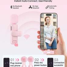 Mikrofon Nirkabel Mini Pro, Kompatibel dengan iPhone dan Perangkat Android, Mikrofon Jepit yang Dirancang untuk Perekaman Video, Dilengkapi dengan Antarmuka USB-C, Mampu Merekam Audio Jernih, Cocok untuk Podcast, ASMR, dan Vlog. - View 3