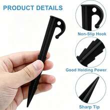 8pcs/4pcs/1pc Tent Stakes Set - Plastic Inflatable Stakes, Suitable For Outdoor Camping Anchoring, Halloween Yard Decoration And Christmas Garden - Black - View 6