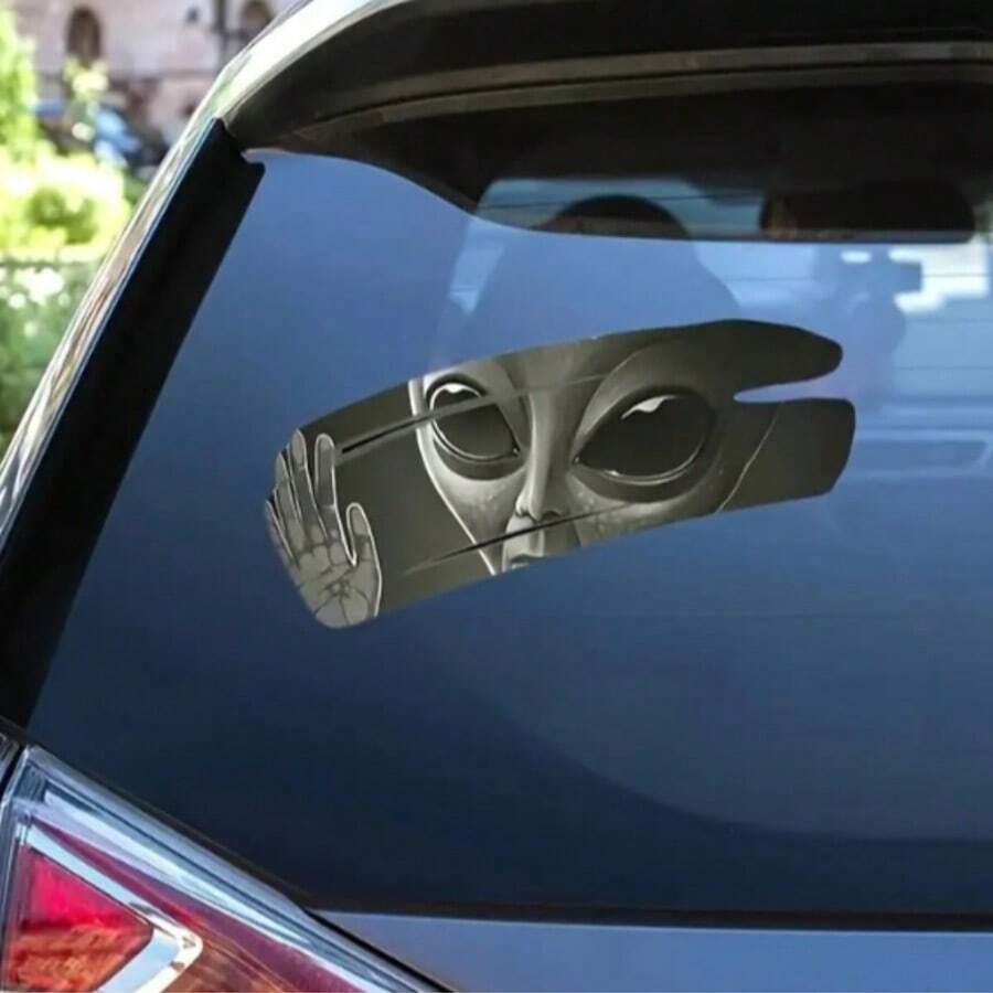 Alien Stickers, Suitable For Cars, Laptops, Trucks, Windows, Mirrors And Walls, Size Approx 30cm. Funny Space Design Window Bumper Stickers. Halloween, Halloween Decor, Autumn Home Decor, Halloween Home Decor, Ghost Face, Halloween Window Stickers - Multi-color - View 1