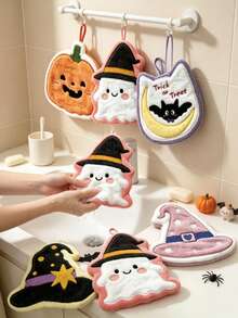3/5 Buah Handuk Tangan Berbentuk Halloween, Handuk Gantung Bulu Karang Berdaya Serap Tinggi, Cocok untuk Kamar Mandi dan Dapur - MultiWarna - View 1