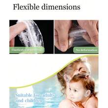 100PCS 10cm/3.9in Baby Transparent Disposable Ear Covers, Elastic Transparent Shower Water Ear Covers, Newborn Essentials, Bathing, Baby Bath, Swimming Ear Covers, Suitable For Children And Adolescents - Multi-color 6 - View 2