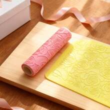 Blooming Rose Pattern Clay Relief Texture Roller – DIY Pottery Craft Rolling Pin Tool For Polymer Clay, Ceramic Art, Fondant, Cookie Dough, Soft Clay Embossing,Ideal For Romantic Tiles, Floral Projects, Beginners & Professionals - Blooming Rose Pink - View 5
