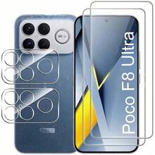 2+2pcs Tempered Glass Screen Protector + Lens Film For Xiaomi Poco F8 Ultra/Poco F8 Pro/Poco M7/Poco M7 Pro/Poco F7/Poco F7 Pro/Poco X8 Pro Max/Poco X8 Pro/Poco C85/Poco C71/Poco X7 Pro/Poco X6 Pro/Poco X6/Poco C65, High-Quality Anti-Scratch Tempered Glass Full Screen Protector, Bubble-Free - Clear - View 21
