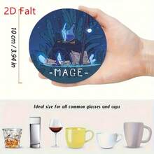 2D Flat 8pcs Game Character Theme Wooden Coasters, Hand Washable, Heat Resistant, Non-Slip Design, Suitable For Home And Office Decor, Theme Party 2D Flat _ - A - View 4