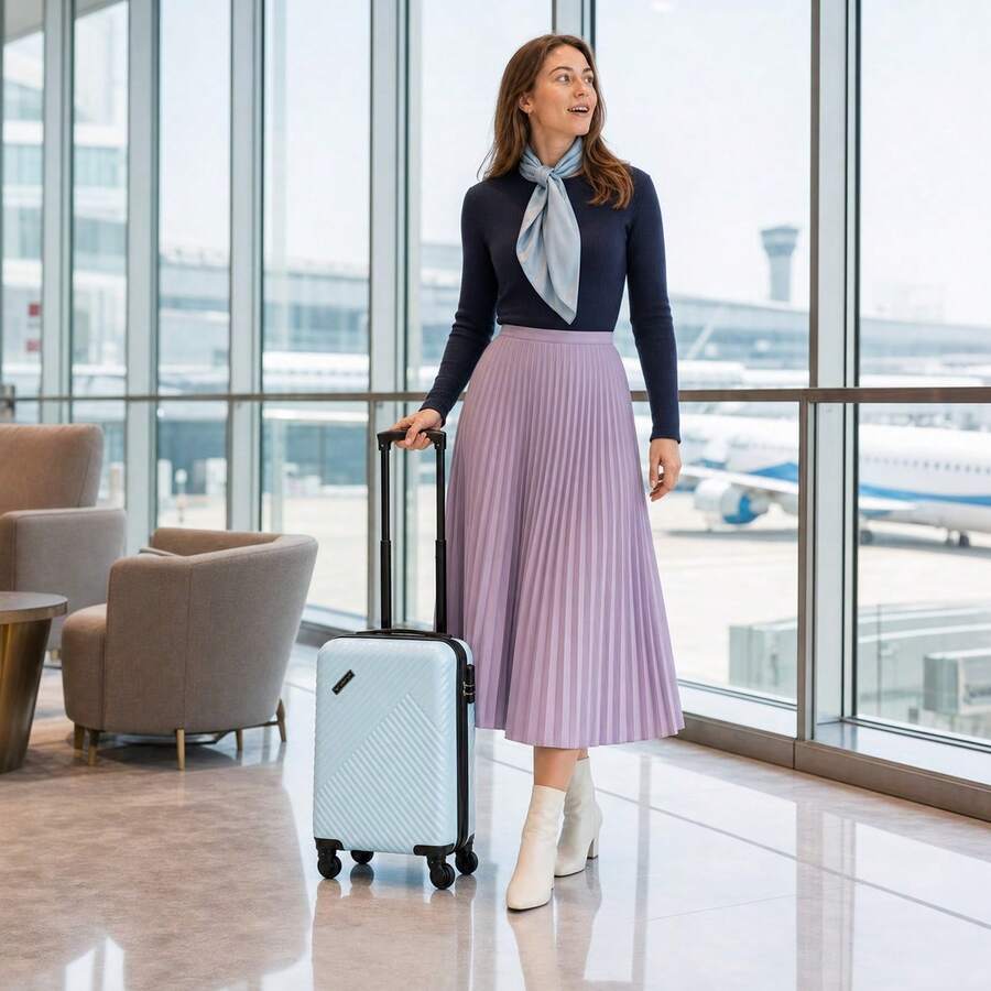 حقيبة سفر محمولة 16 بوصة من مادة ABS بنسيج ماسي، قفل TSA - الأزرق - مشاهدة 1
