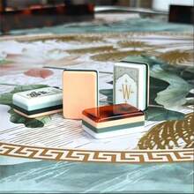 Multi‑Layer Contrast Color Resin Mahjong Tiles, Exquisite Carved Pattern Mahjong Pieces, Smooth Handfeel Game Tiles Tabletop Leisure - Tortoiseshell - View 1