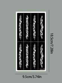 3 Estilos de Plantillas de Tatuaje de Henna con Cadena de Tótem, Diseño Clásico Hueco Vintage, Herramienta de Pintura Corporal DIY para Muñeca y Brazo Superior, Adecuado para Festivales de Música, Fiestas, Atuendos de Chica Sexy - Negro - Ver 9