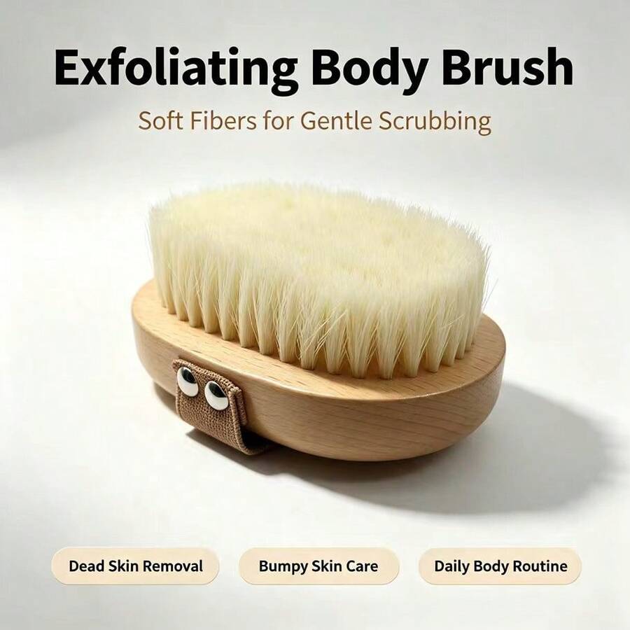 Soft Bristle Body Scrub Brush, Dry Brushing Bath Brush, Exfoliating Skin Brush For Body Scrubbing And Fat Removal - Apricot - View 1