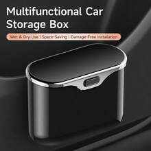 Car Door Hanging Trash Can, Press‑Type Flip Lid Vehicle Waste Bin, Multi‑Purpose Car Interior Storage Organizer For Door Side, Universal Automotive Garbage Container - 1pc - View 10