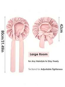 1pc Satin Silk Sleep Cap, Adjustable Drawstring Bow Design Hair Protection Bonnet, Soft High Elastic Night Headwrap, Suitable For Women Long Curly Hair, Salon-Grade Sleep Hair Cover, For Daily Home Wear - Multicolor - View 2