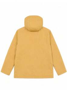 Vintage Mustard Yellow Patchwork Cuff Men's Casual Versatile Loose Fit Hooded Jacket - Ginger - View 4