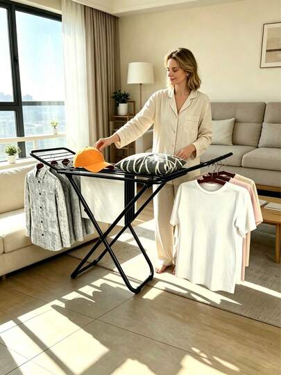 Foldable Clothes Drying Rack, Large Capacity Winged Laundry Stand, Heavy‑Duty Stable Metal Frame, Space‑Saving Easy Storage, Indoor Outdoor Airer For Balcony Bedroom Apartment, Ideal For Family Garments, Beddings, Pillow & Baby Clothes Drying