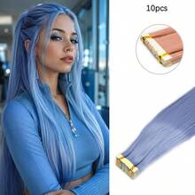 Mini Tape-In Synthetic Hair Extensions 24 Inch 10 Pieces Straight Hair Invisible Glue Colorful Tape-In Hair Extensions Suitable For Halloween Cosplay Costume Fashion Party Christmas New Year Gift - Multicolor - View 20
