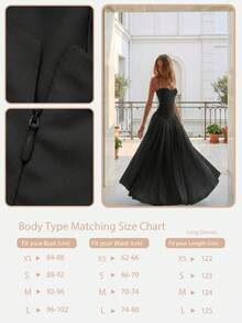 Elegantes romantisches plissiertes Midi-Kleid, geeignet für lässig, Date, Urlaub, Hochzeitsgast Schwarz Sommer - Schwarz - Übersicht 7