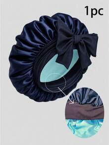 Double Layer Satin Bow Hair Bonnet, Women's Wide Brim Elastic Sleep Cap, Reversible Silky Night Cap, Protects Curly Hair, Suitable For Sleep And Daily Use - Multicolor - View 15