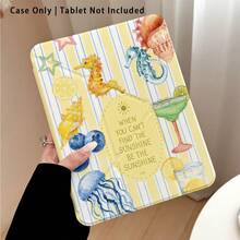 條紋、檸檬汽水、藍莓、貝殼、章魚圖案彩繪效果平板保護殼附支架，相容 Honor 8/9/10/X8/X8A/X9/X8Pro/X9Pro、MatePad SE 11 吋/MatePad 11 吋/11.5 吋、MatePad Pro、Apple 10 代/11 代 2025 (A16)、Galaxy Tab A7/A9 及其他熱門機型 - 款式4 - 查看 1