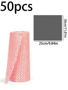 Slouchy Person Disposable Cleaning Cloth Roll, 50/200pcs 25*30cm Thickened Non-Woven Fabric, Kitchen Dishwashing Oil-Absorbing Cloth, Dry And Wet Use, Bathroom, Car, Stove Top Universal Reusable Scouring Pad - Multicolor - View 12