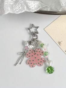 1pc Ins Style Sweet Cool Ballet Clover -Inspired Bag Charm Maximalist Keychain Girl Heart Pendant - Multicolor - View 3