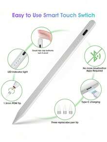 1pc Universal Capacitive Stylus Pen, Active Touch Capacitive Pen For Phone And Tablet, Compatible With Android And Apple , Precise Touch, Smooth Writing, High-End Capacitive Pen (Not Compatible With Resistive Screen And Electromagnetic Screen Tablets) - Multicolor - View 2