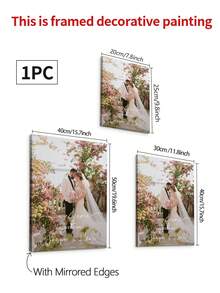 1pc Framed Personalized Wedding Welcome Photo Hanging Decor, Customized Newlyweds Photo With Name, Date, Location, Handwritten Style Home Decor, Suitable For Outdoor Or Indoor Wedding Welcome Mural, Love Memorial Canvas Painting, Wedding Gift - Multicolor - View 2