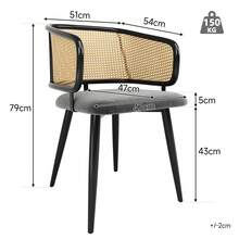 Grey Dining Chairs With Woven Backrest - Modern And Comfortable Style - 灰色 - 查看 9