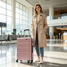 YONSLY Suitcase 16/20/24/28 Inches With 4 Wheels 360° Combination Lock Double Maintenance Zipper Mesh Pocket Soft Rubber Handle Trolley Suitcase - Rose Gold - View 2