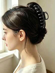 1pc Large Black Metal Non-Slip Strong Hair Clip, Suitable For Thick Hair Women Daily Hair Accessory - Black - View 6