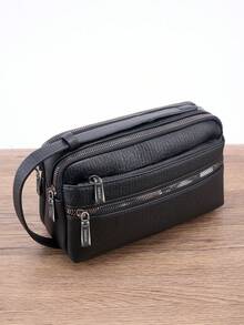 HOVI'S Tas Tangan Minimalis Retro Fashion Bisnis Kasual Portabel Kapasitas Besar Multifungsi Tas Genggam Tas Ponsel Tas Desainer - Hitam - View 4