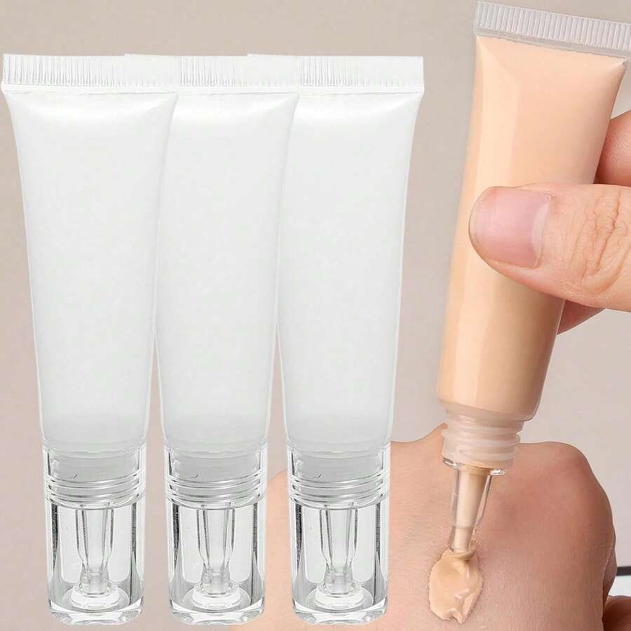 10pcs Travel Portable Squeeze Bottles, Suitable For Foundation And Lotion - 10ml/0.34oz Teardrop Shaped Mouth, Fragrance-Free Plastic Material, Hand Wash Only, Travel Bottle Set - View 1