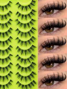 10 Pairs Of Natural False Eyelashes - Transparent Eyelash Base, Cat Eye Style, Perfect For Beginners To Create Perfect Eye Makeup, Suitable For Daily Wear, Holiday Parties, Friend Gatherings, Eyelashes, False Eyelashes - Black - View 1