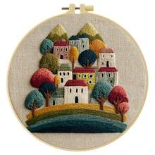 Forest Scenery Embroidery Kit For Adult Beginners. Includes Manual, Printed Fabric, Hoop, Needles, Threads & Stitch Guide. Great Home Gift For Women. Size: 15x15cm/5.9in Or 20x20cm/7.9in. - Forest Scene - View 13
