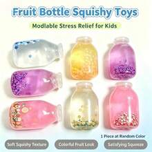SQUISHY-Fruit Milk Bottle Drift Bottle Squeeze Toy-Realistic Fruit Blueberry Kiwi Strawberry Soda Bottle Edible Play Stress Relief Soft Rubber Bottle Toy - Multicolor - View 12