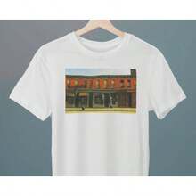 Früher Sonntagmorgen, Edward Hopper Gemälde, Unisex T-Shirt, Kunst-T-Shirt, Geschenk für Sie, Geschenk für Ihn, Geschenk für Kunstliebhaber - Weiss - Übersicht 1
