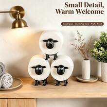3pcs/5pcs Cute Sheep Style Toilet Paper Holder, Freestanding Animal Toilet Paper Storage Rack, Adorable Design Suitable For Bathroom, Kitchen, Bedroom, Office And Home Daily Use, Versatile Home Decor - B-Black - View 1