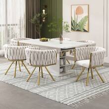 Dining Chair Beige Gold Luxury Frame - Beige - View 4