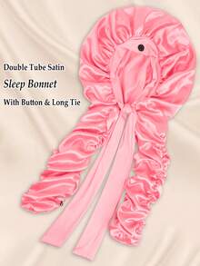 Mũ ngủ satin dài buộc dây cho nữ, mũ ngủ lụa điều chỉnh được, phù hợp cho tóc tết dài, mũ bảo vệ tóc mềm mại ban đêm - Nhiều màu - Xem 14